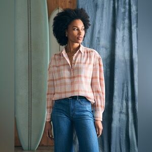Faherty Olli Checked Blouse, Shirt, S, NWT